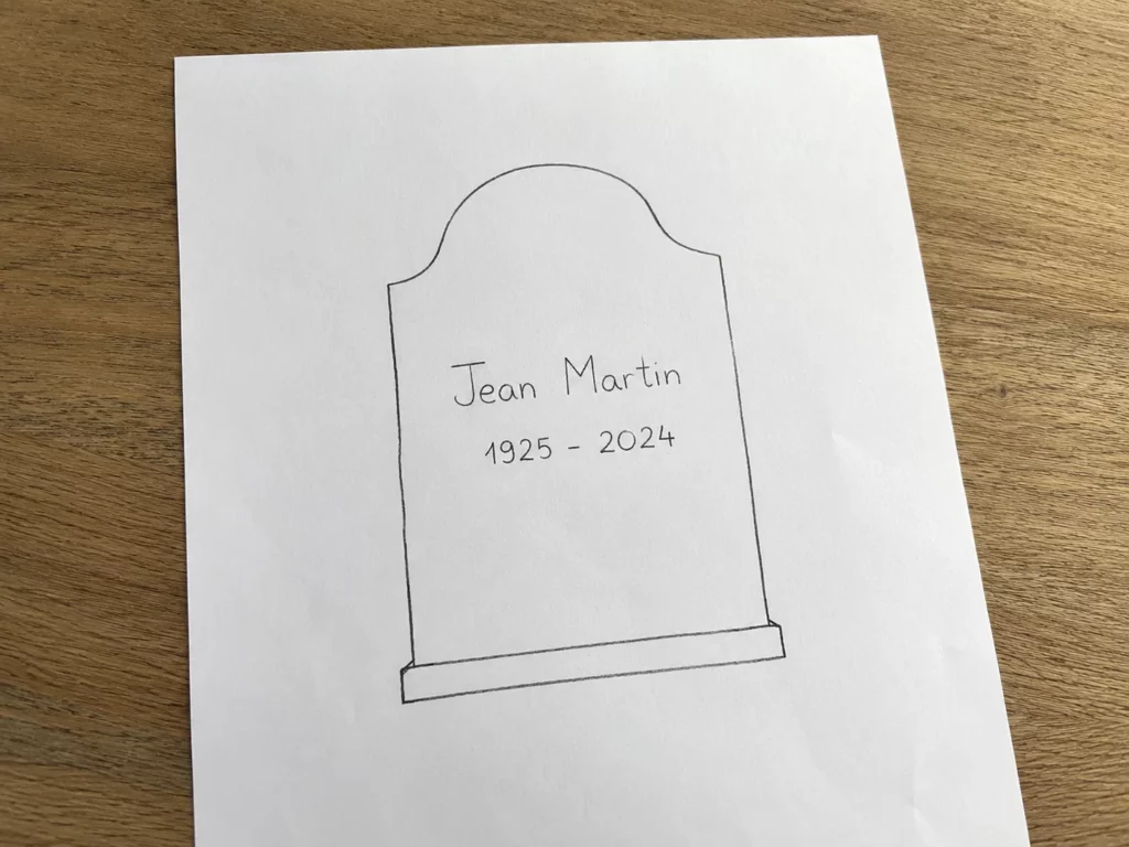 Croquis de départ pour une stèle personnalisée